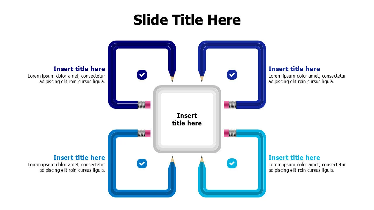 4 squared shapes bencils infographic