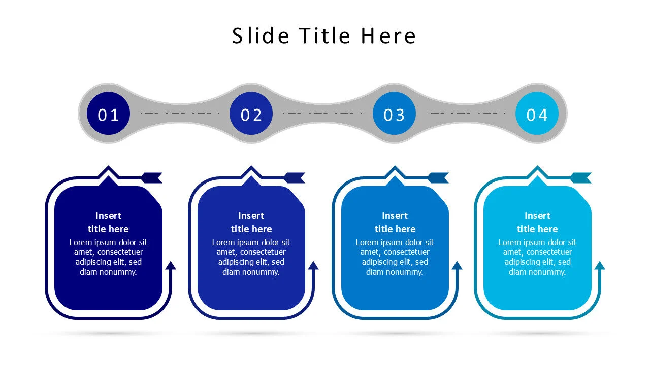 4 squares with arrow frames infographic