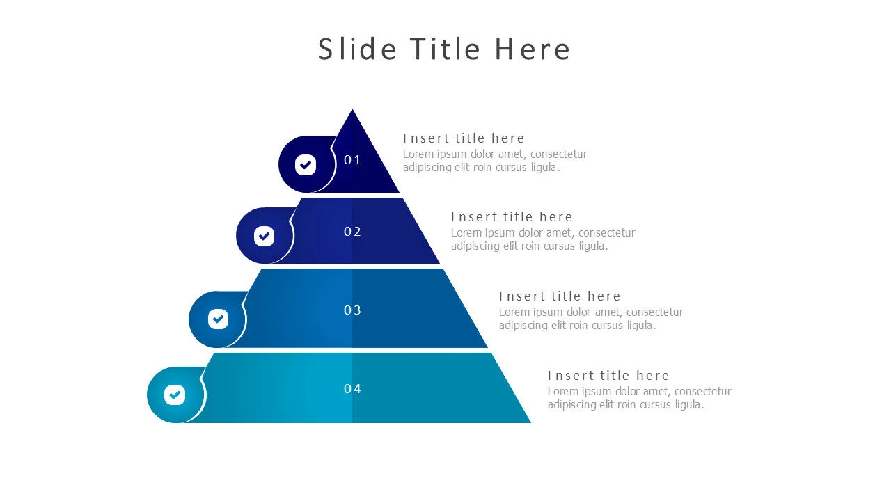 4 steps pyramid with icons and numbers