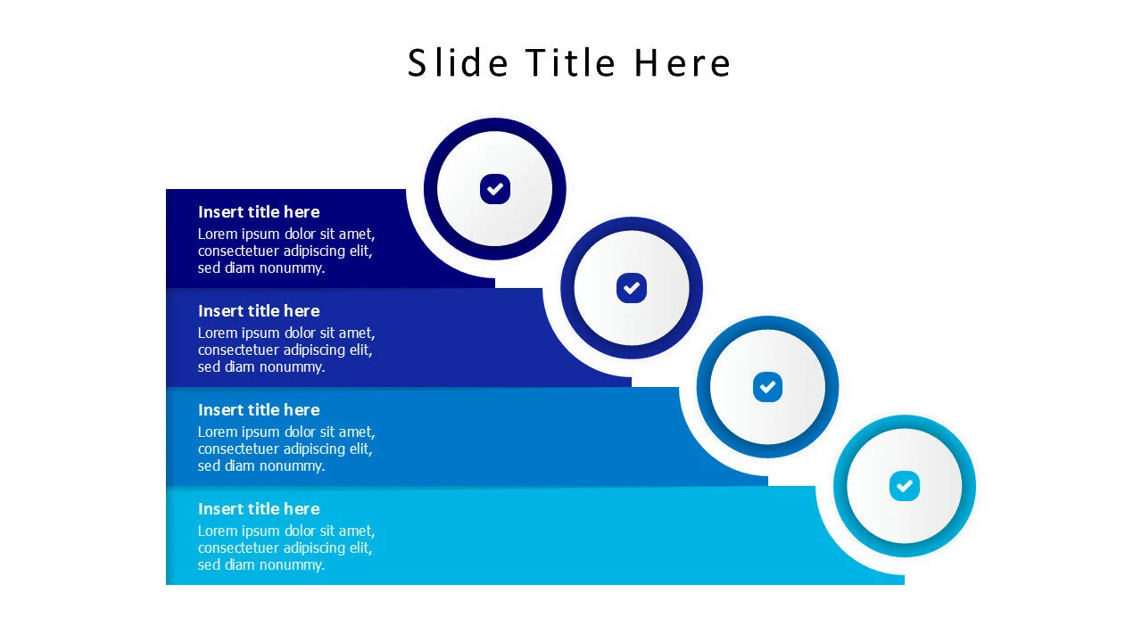 4 stripes with circles and icons infographic
