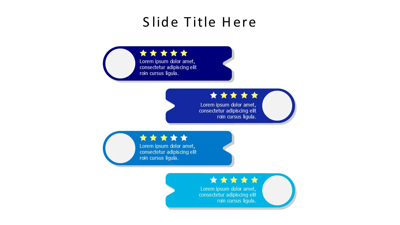 4 testimonials with characters and stars infographic