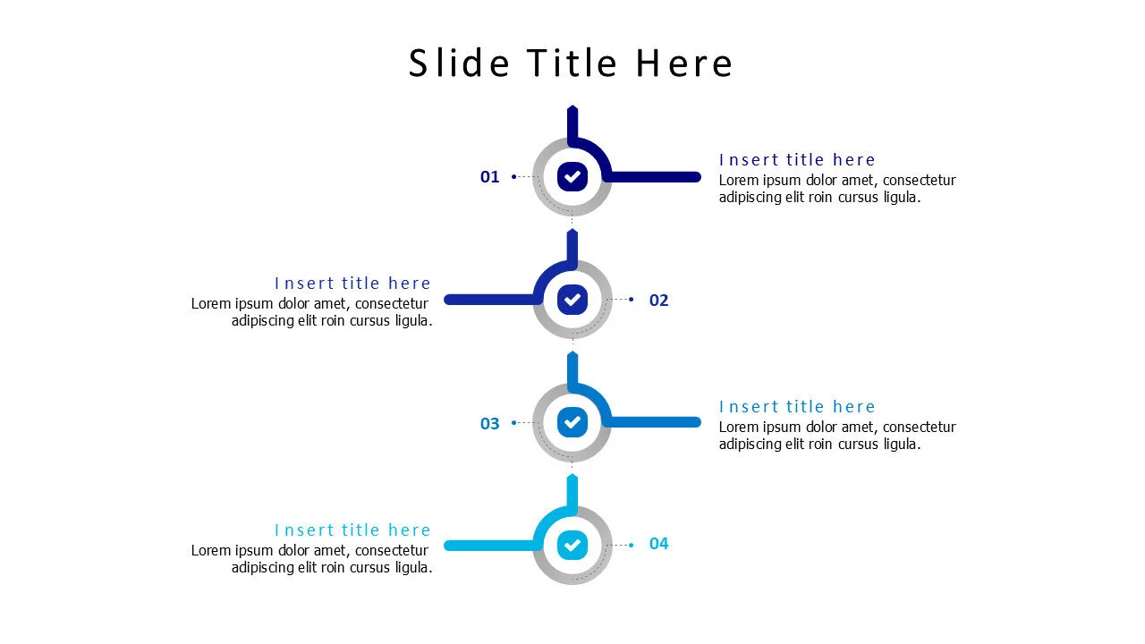 4 vertical circles with dotted lines infographic
