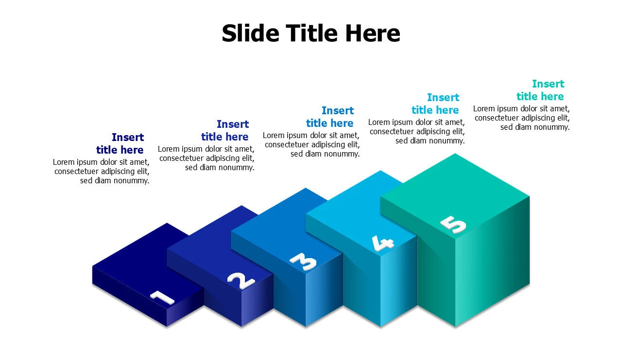 5 3D overlayed cubes infographic with numbers