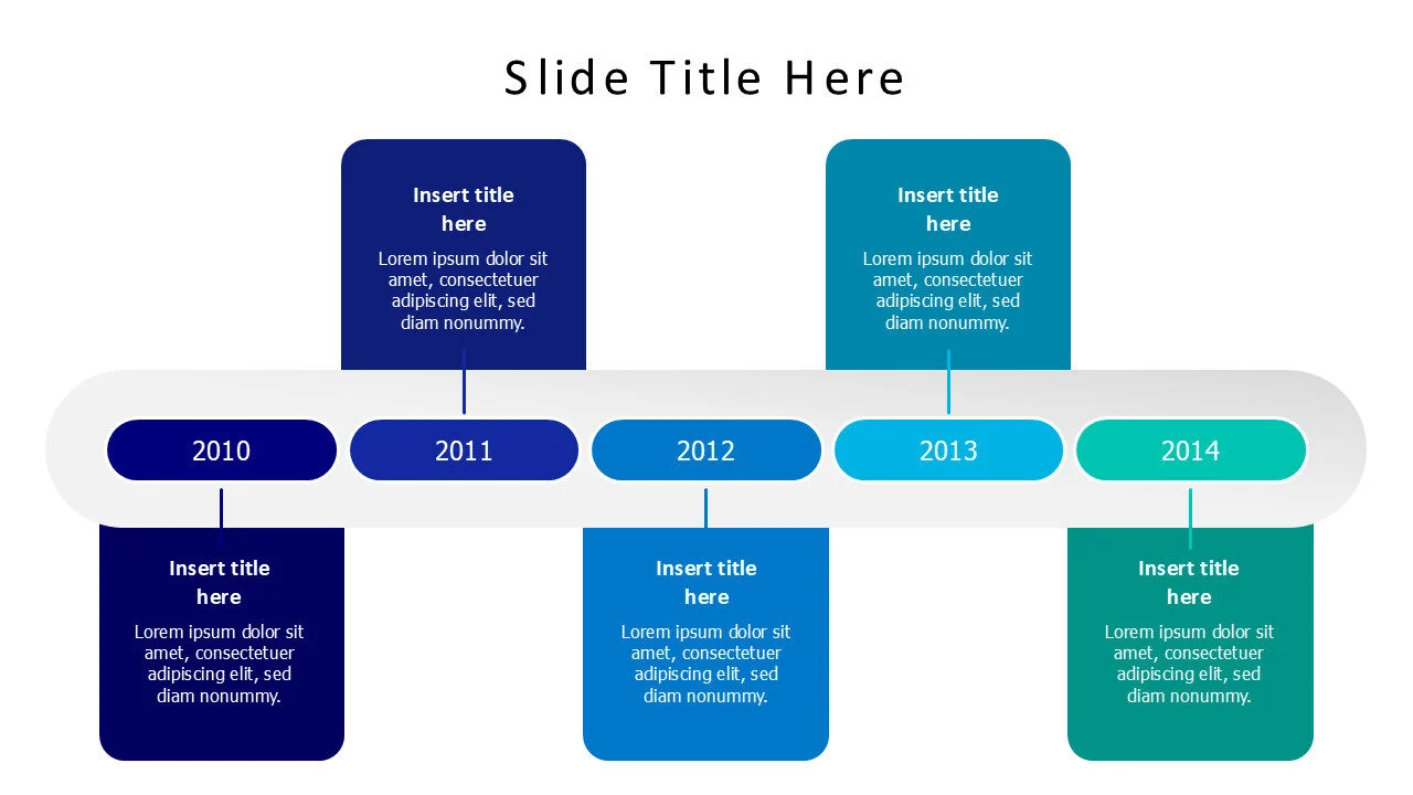 5 colored blocks on a timeline infographic