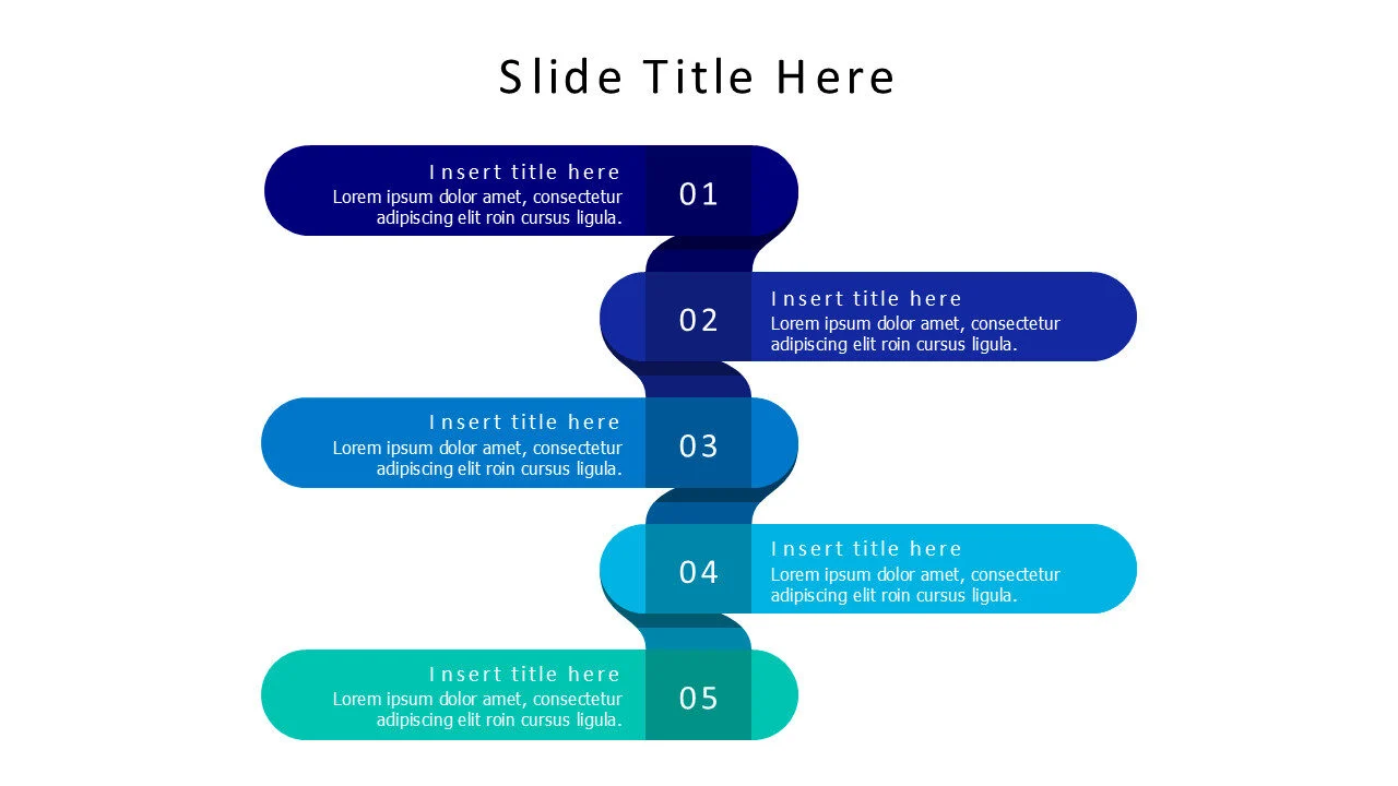 5 colored connected stripes infographic with numbers
