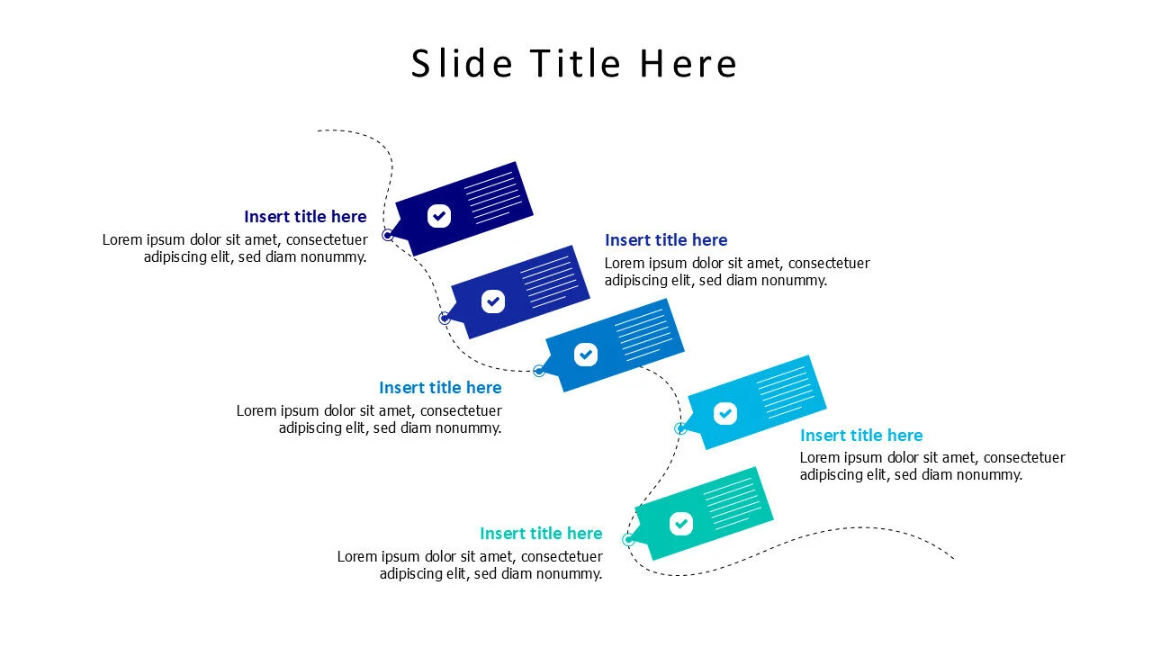 5 colored labels on a line infographic