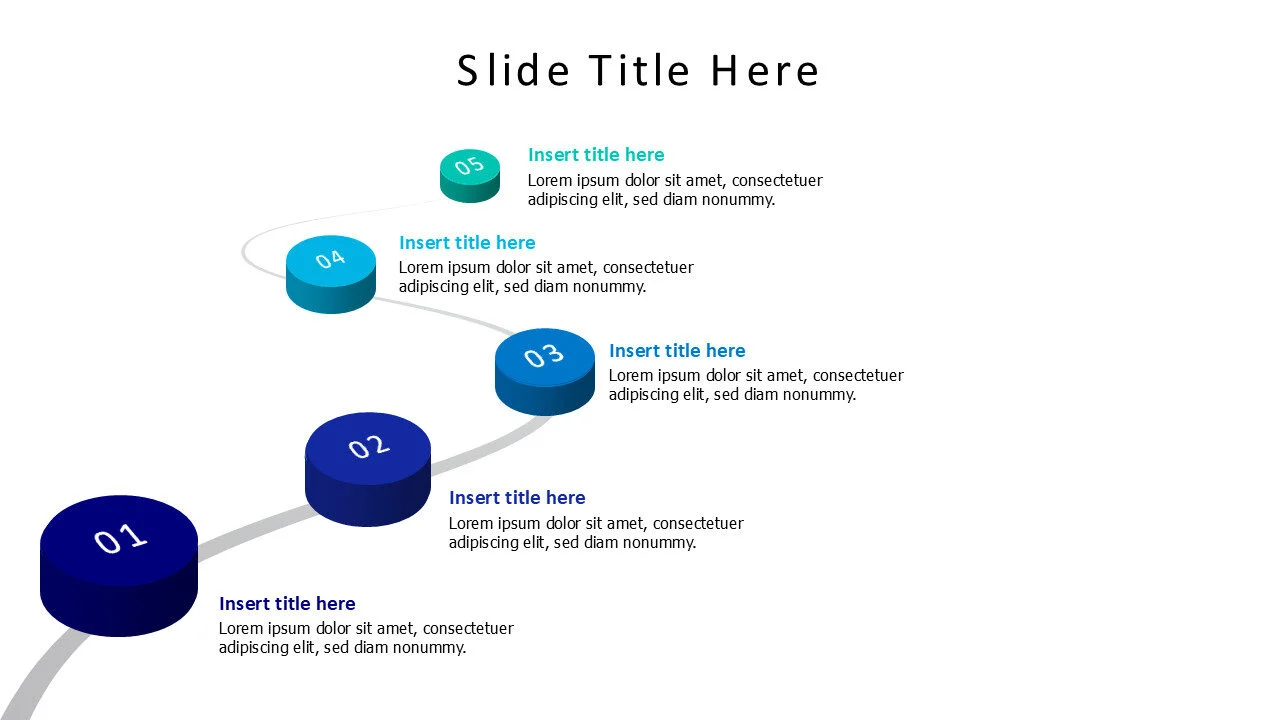 5 colored points on a roadmap infographic