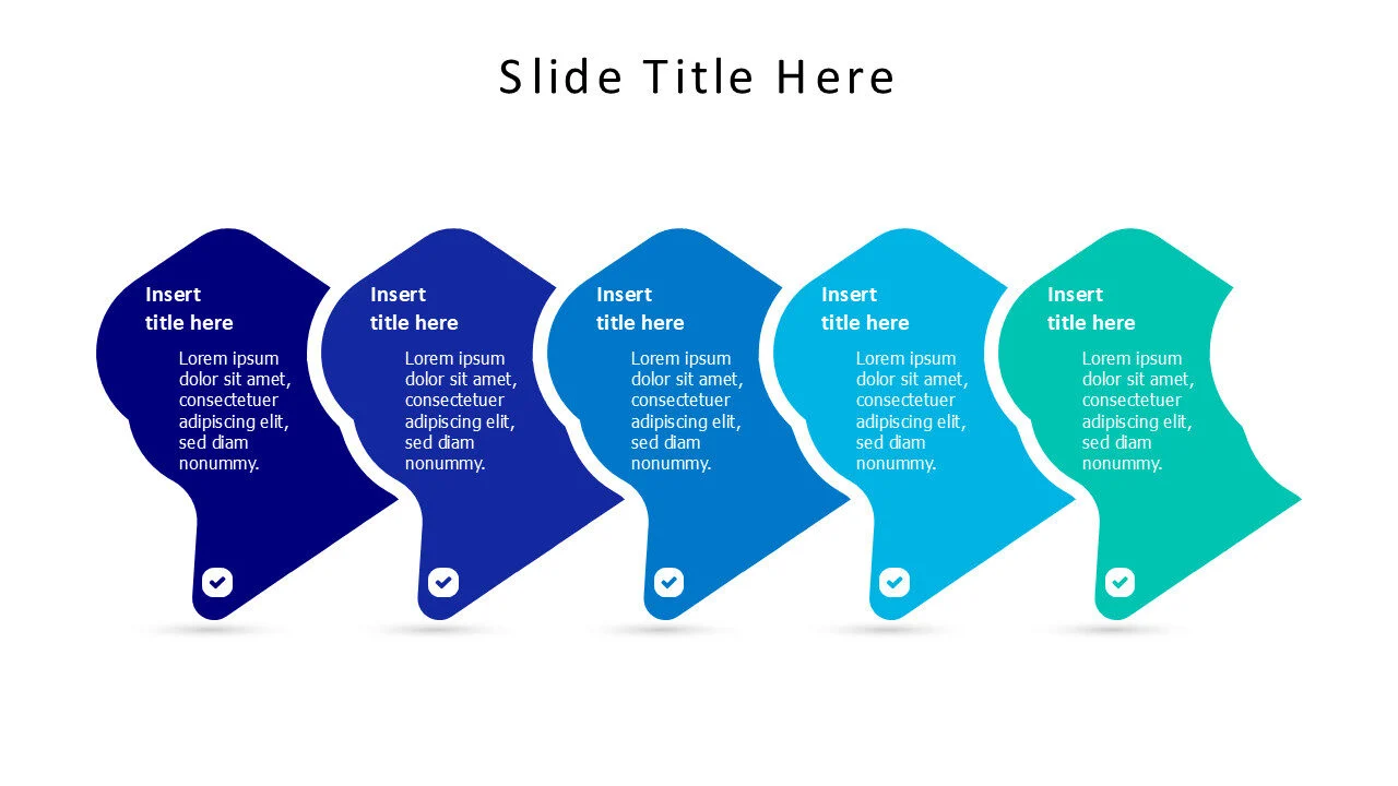 5 colored shapes with icons infographic