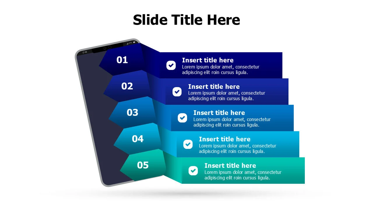5 colored stripes above a black mobile phone infographic