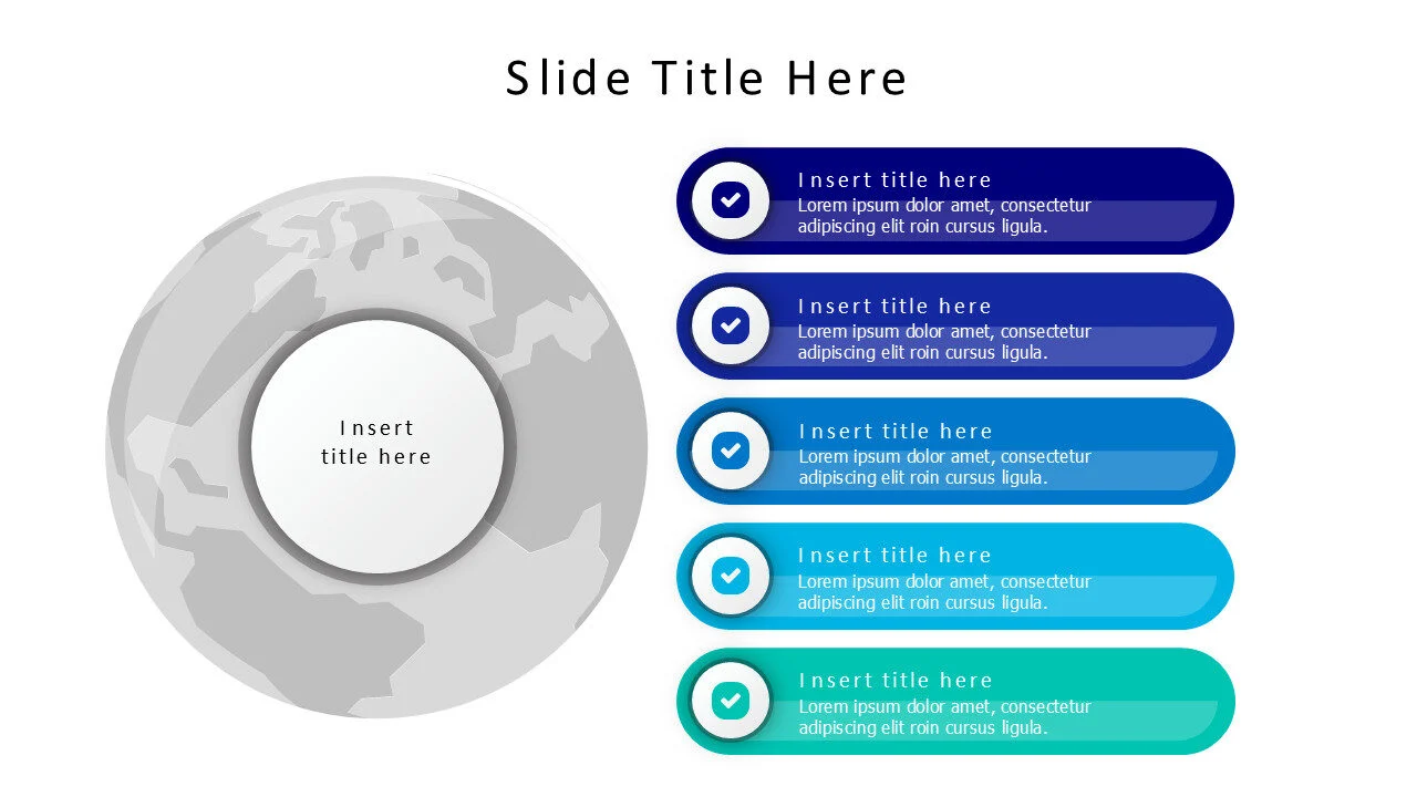 5 colored stripes with earth map infographic