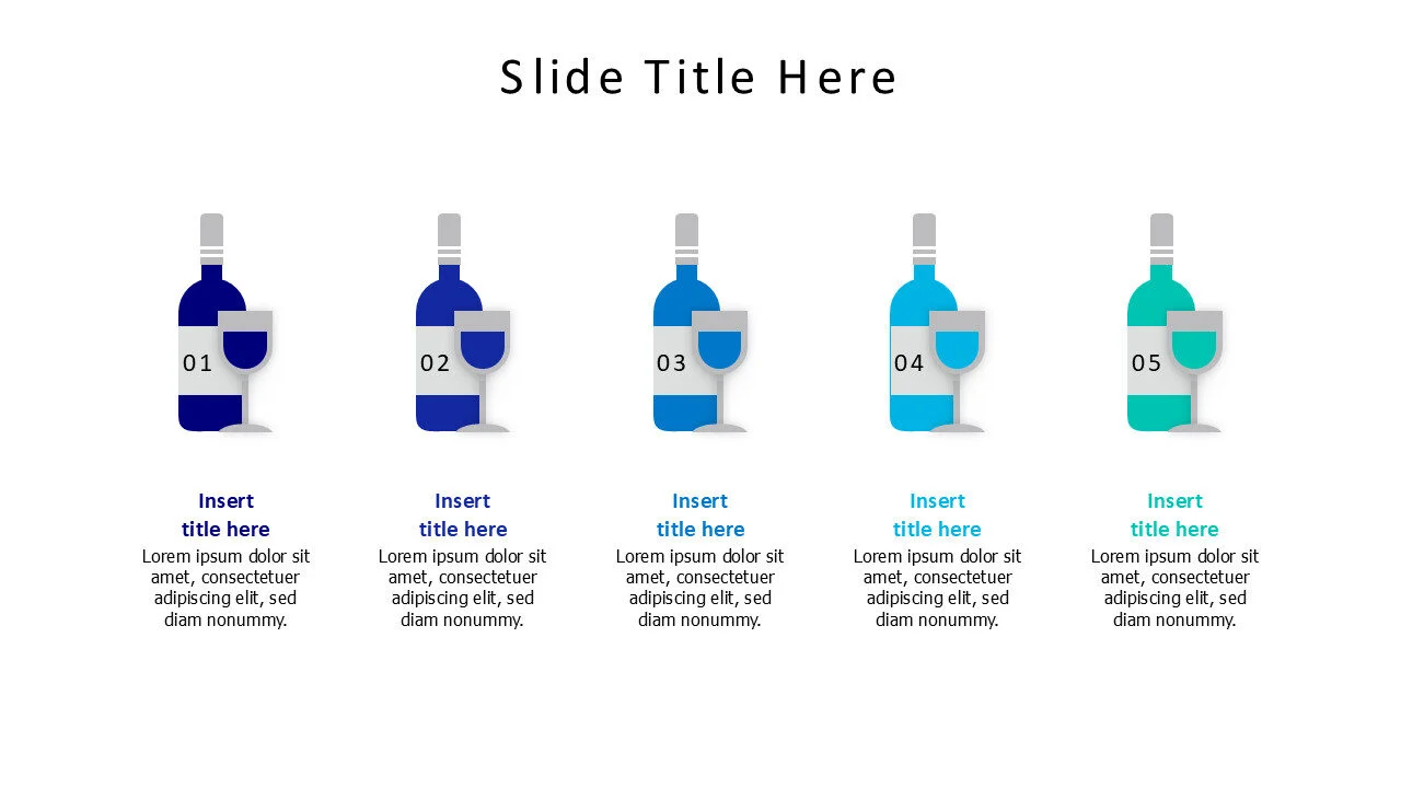 5 colored wine bottles infographic