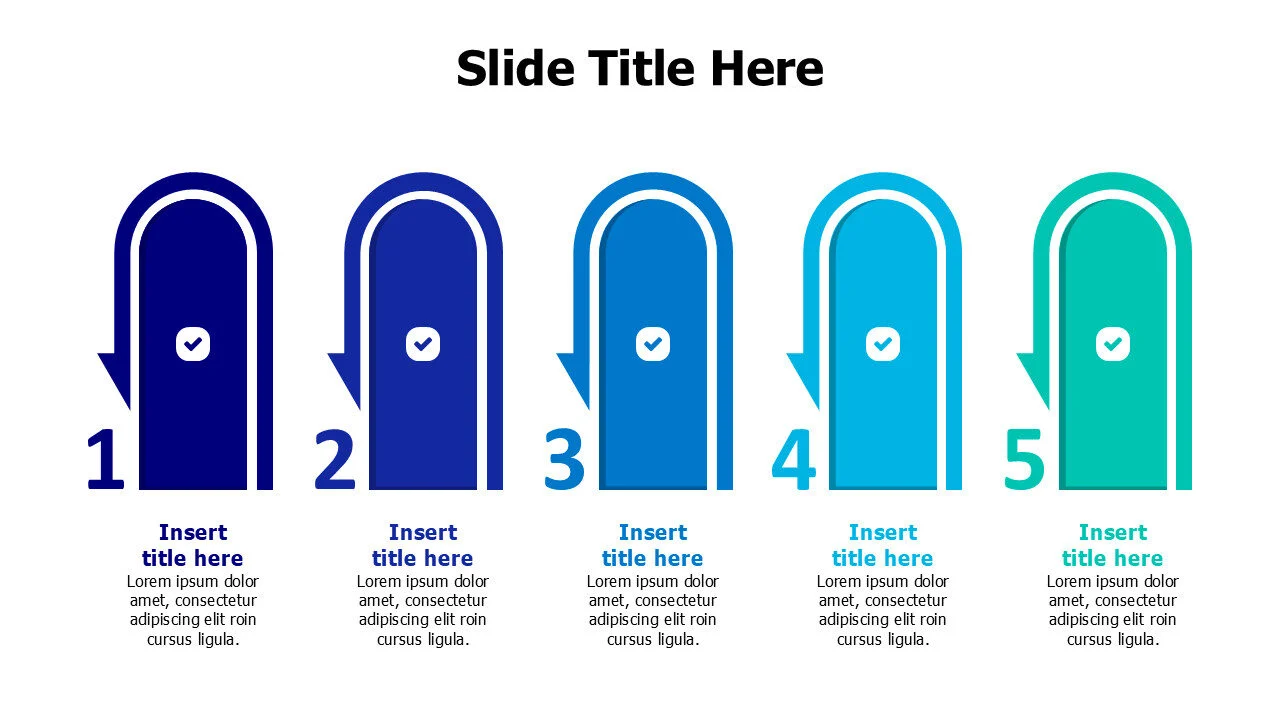 5 doors with colored arrows infographic