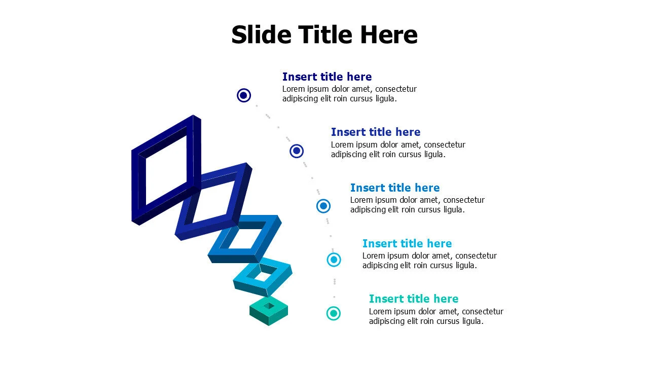 5 flying frames with points infographic