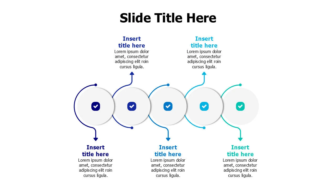 5 gradient circles with colored arrows infographic