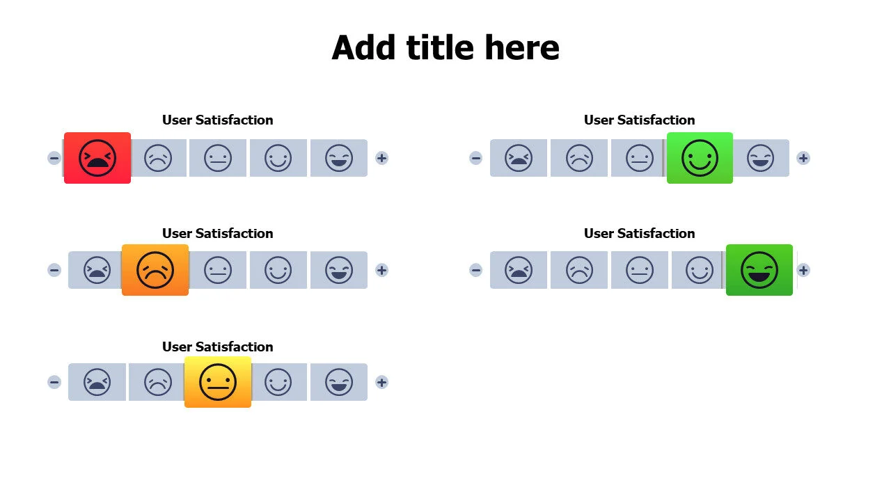 5 levels user satisfaction horizontal slider