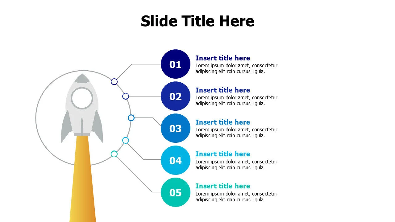 5 lines from a launching rocket infographic with numbers