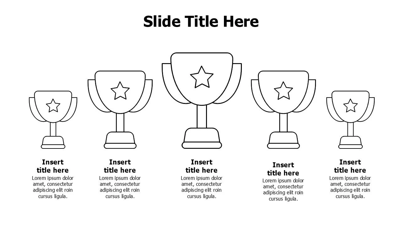 5 outline cups with stars infographic