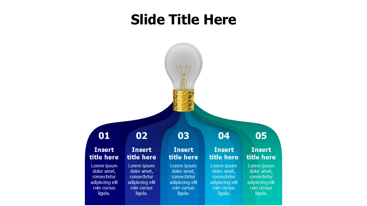 5 points 3D bulb infographic