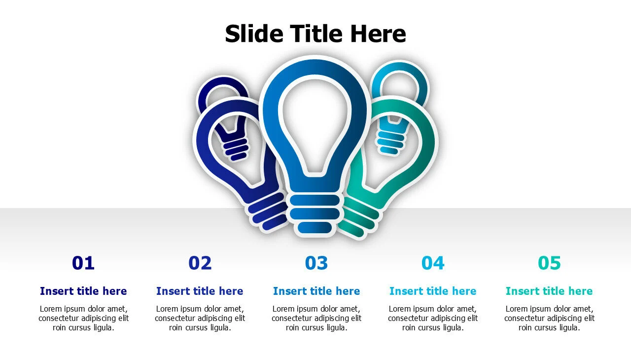 5 points 3D bulbs infographics