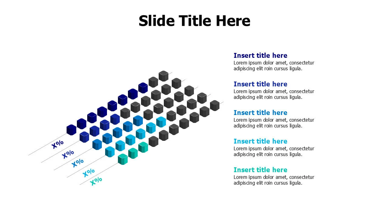 5 points 3D chart cube shabes infographic