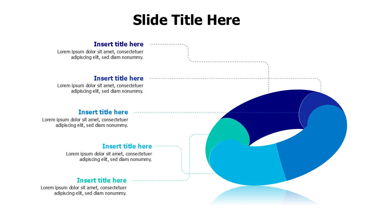5 points 3D colored donut shape infographic