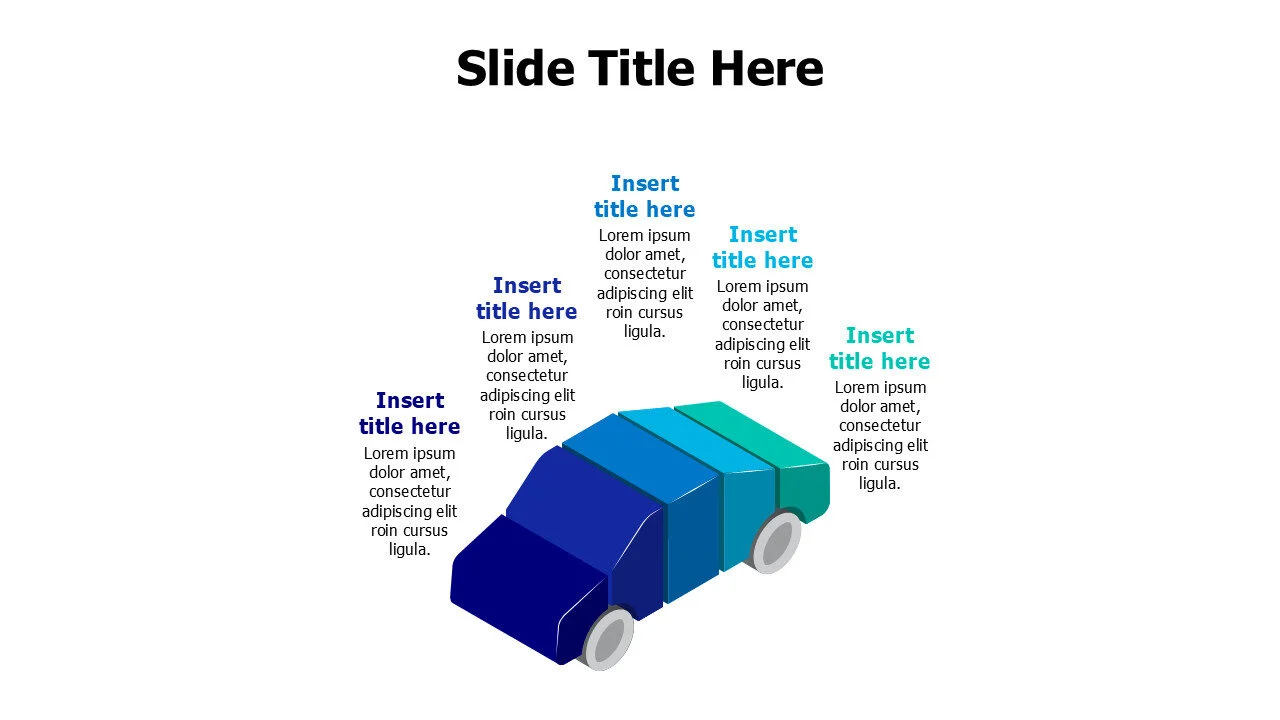 5 points 3D divided car infographic