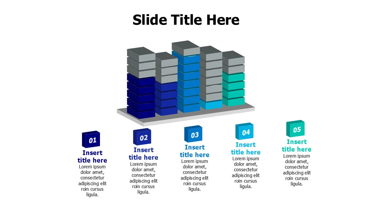 5 points 3D editable blocks infographic