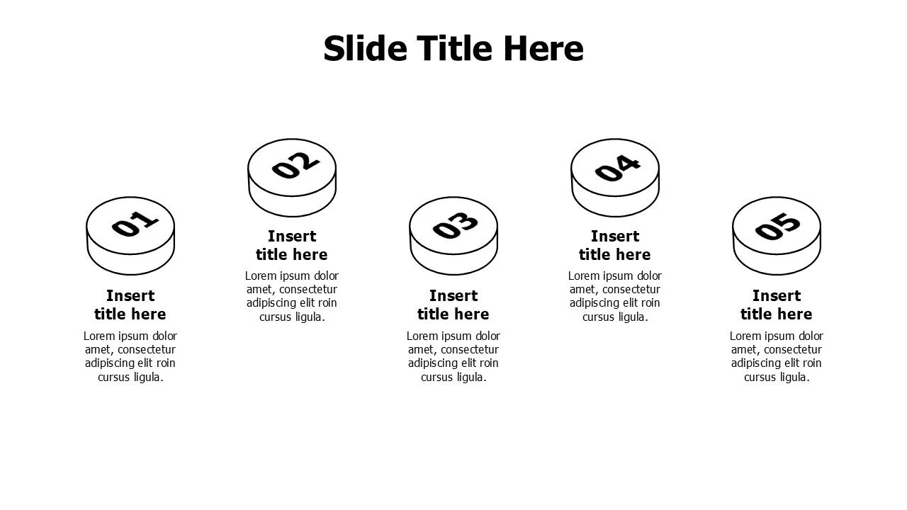 5 points 3D outline points with numbers infographic