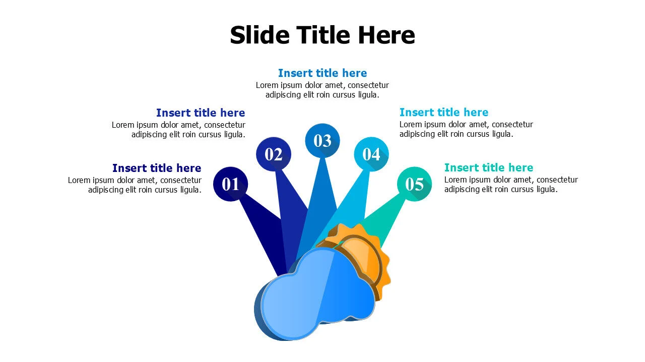 5 points 3D sun and cloud infographic