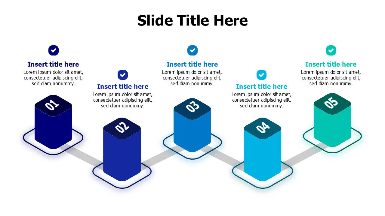 5 points 3D timeline infographic