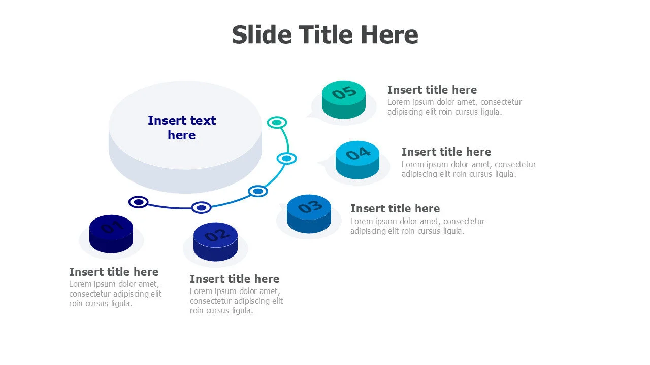 5 points 3d around a circle infographic