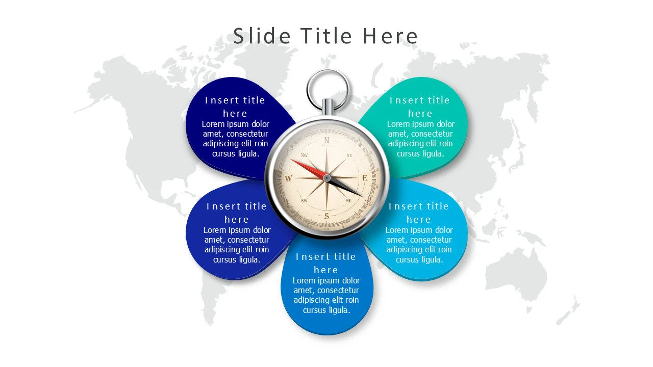 5 points around compass infographic