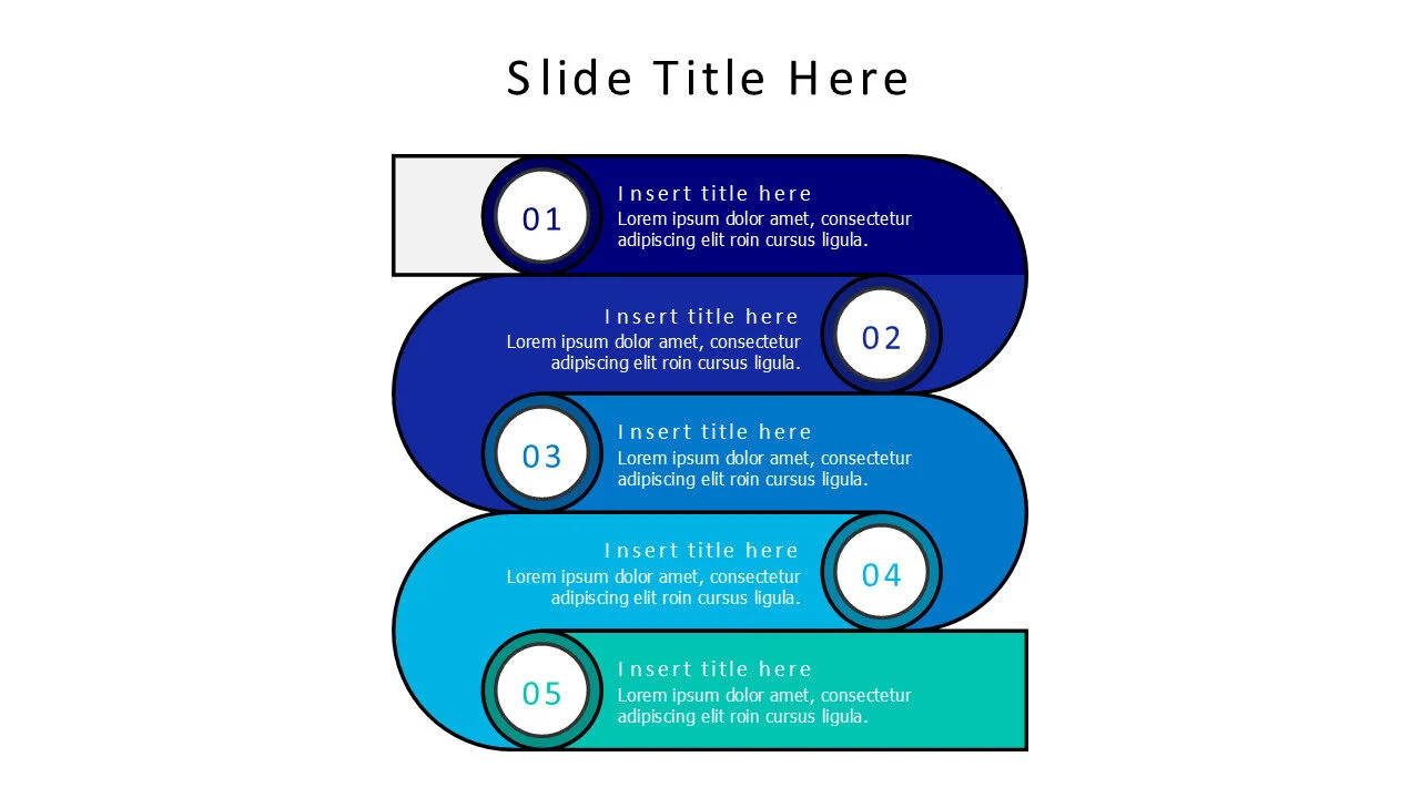 5 points bold stripes with numbers infographic