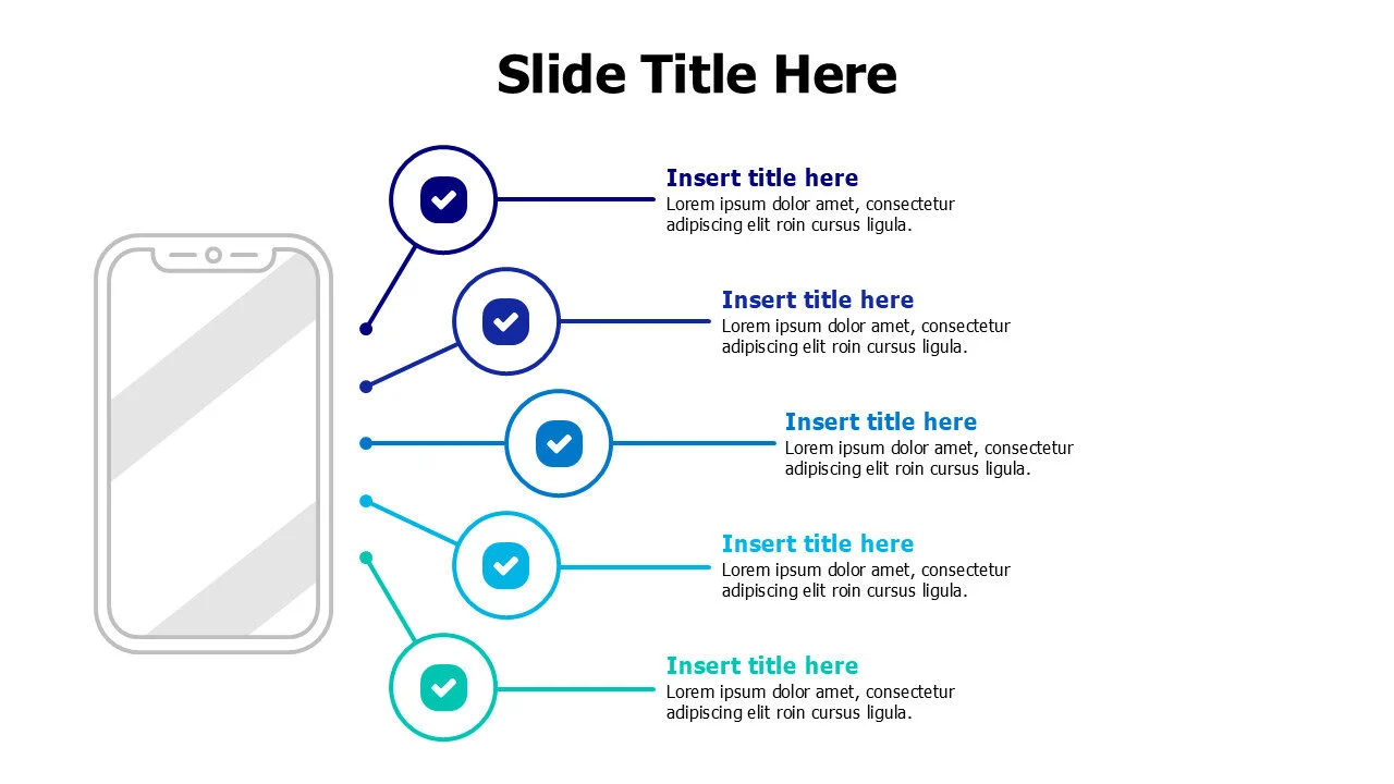 5 points branching from a phone infographic
