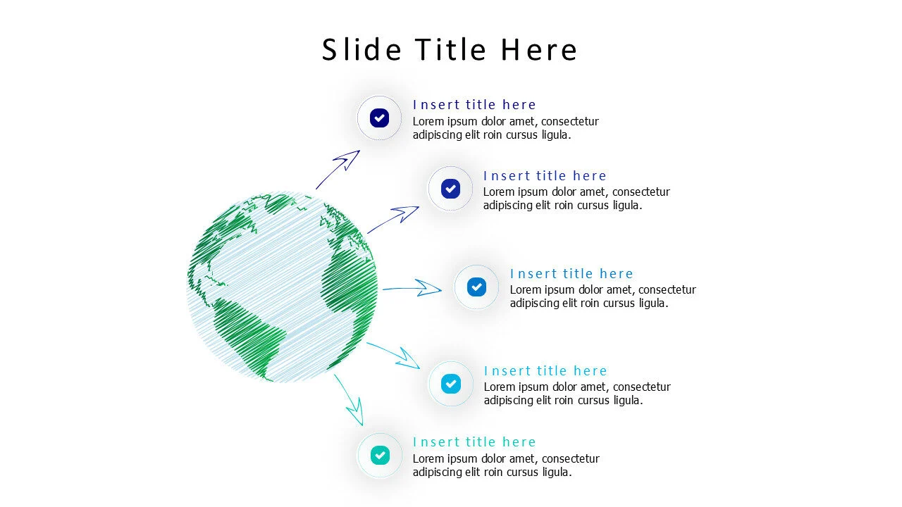 5 points branching from scratchy earth infographic