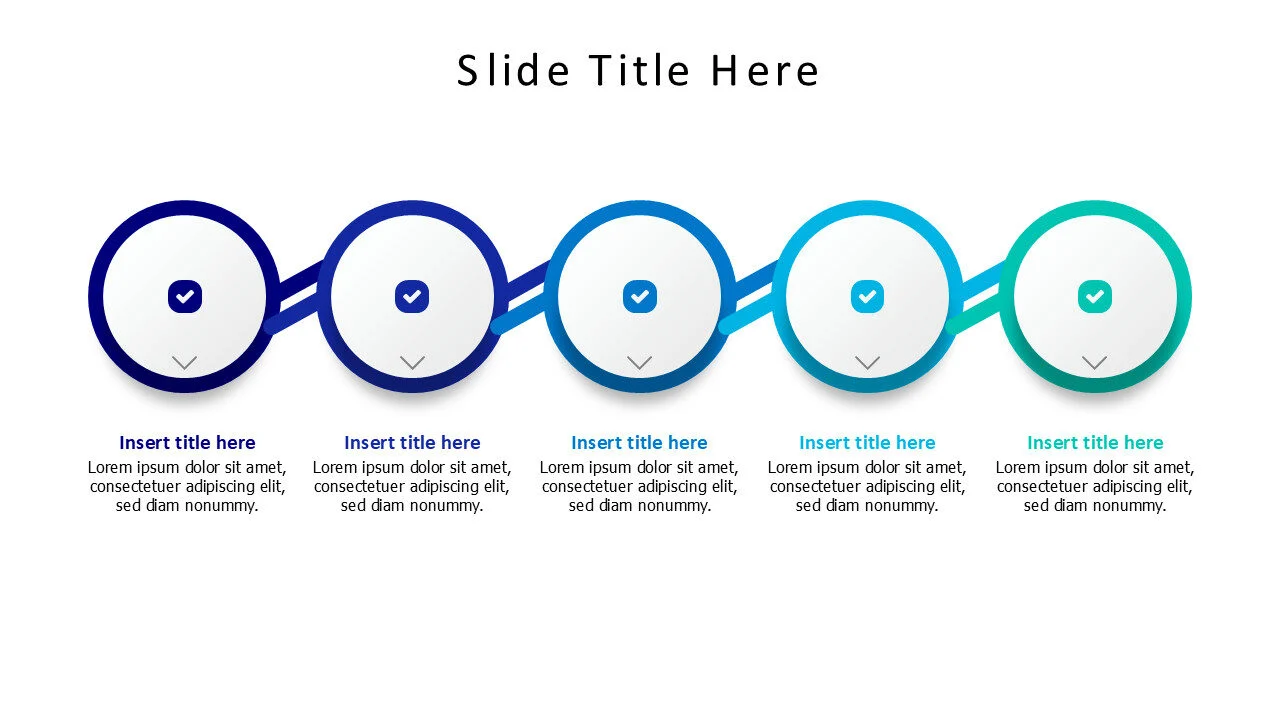 5 points circle connected by lines infographic