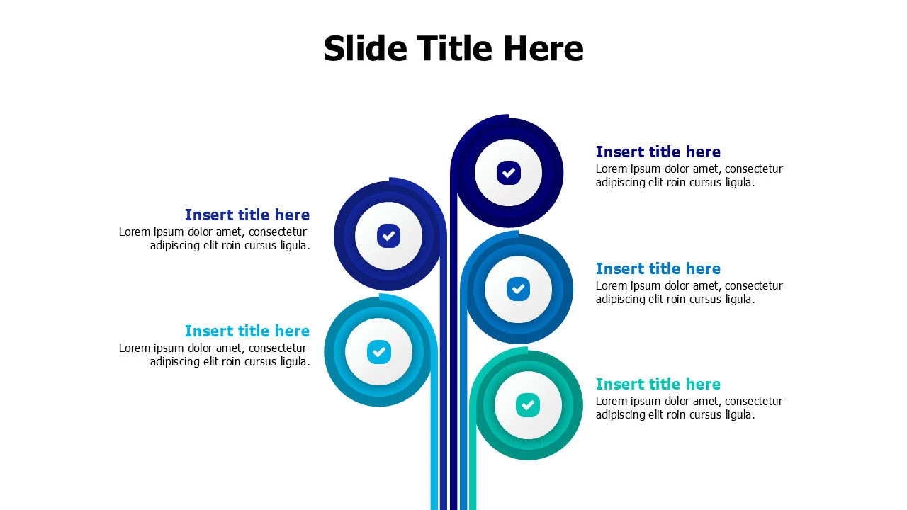 5 points circles from curved lines infographic