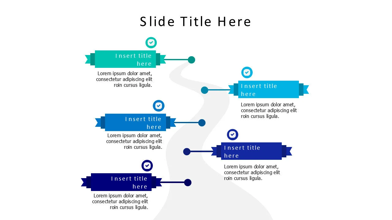 5 points colored blocks roadmap infographic