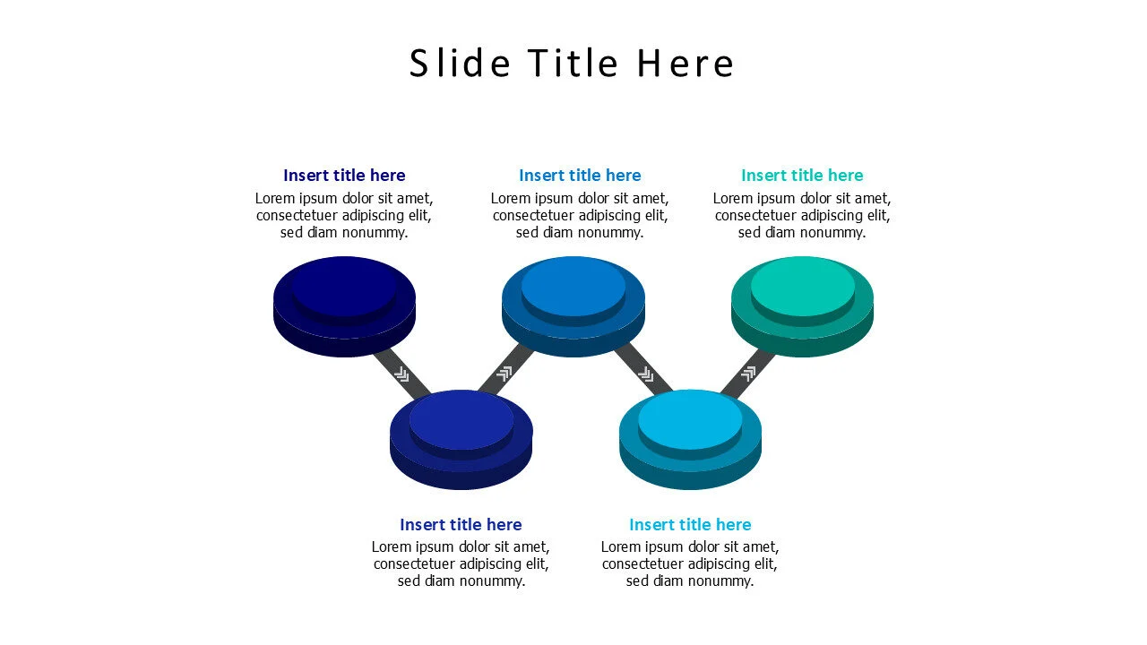5 points colored buttons with a line infographic
