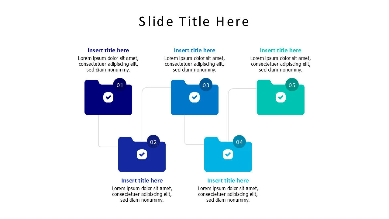 5 points colored folders with line infographic