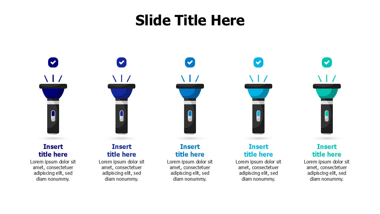5 points colored lighten torches infographic