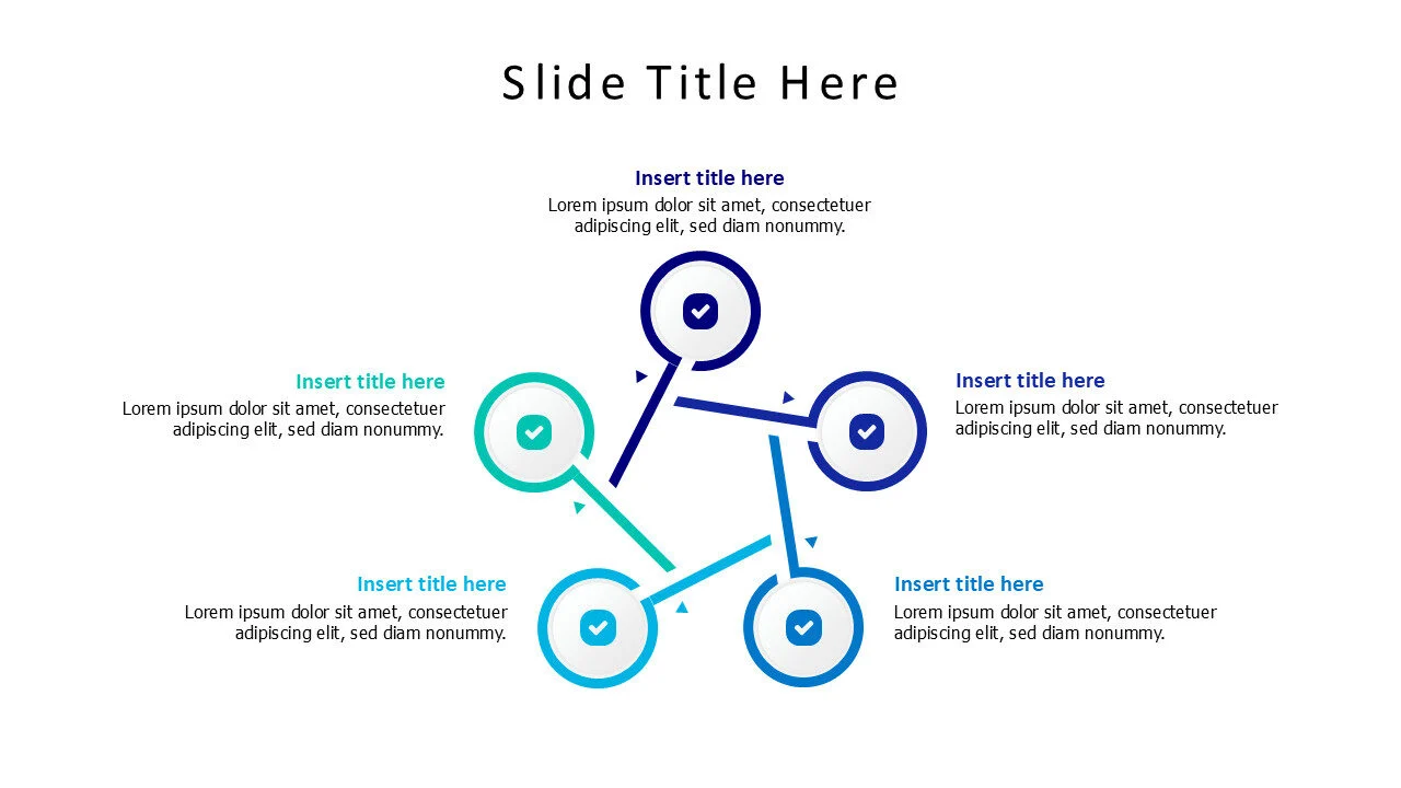 5 points colored lines with icons infographic