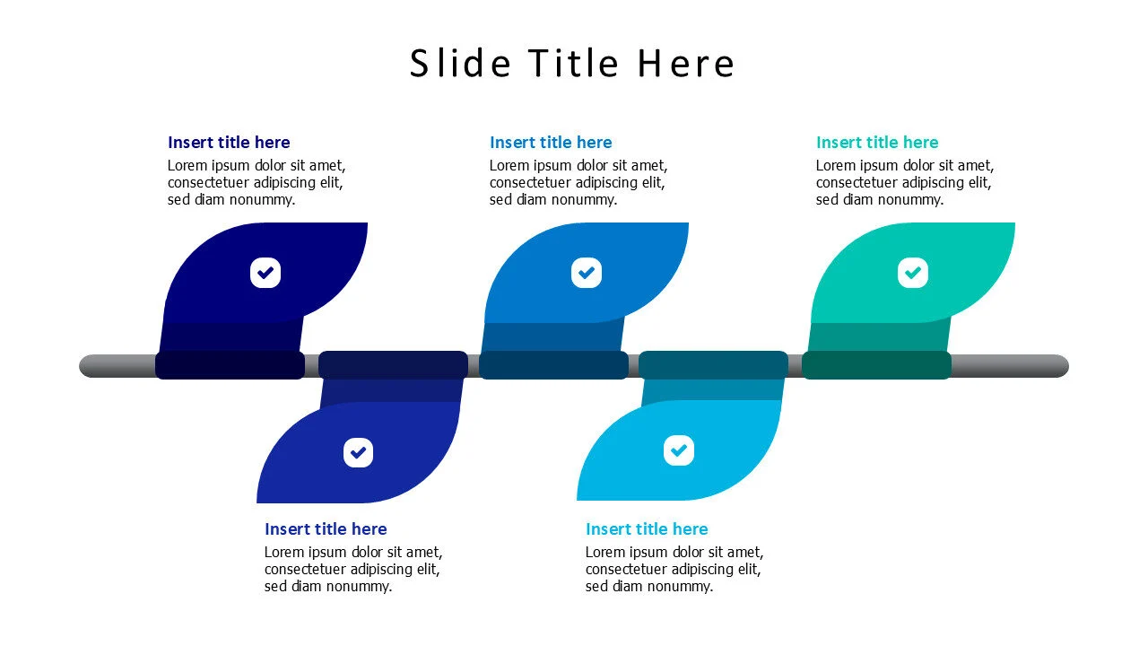 5 points colored shapes on a stick with icons infographic