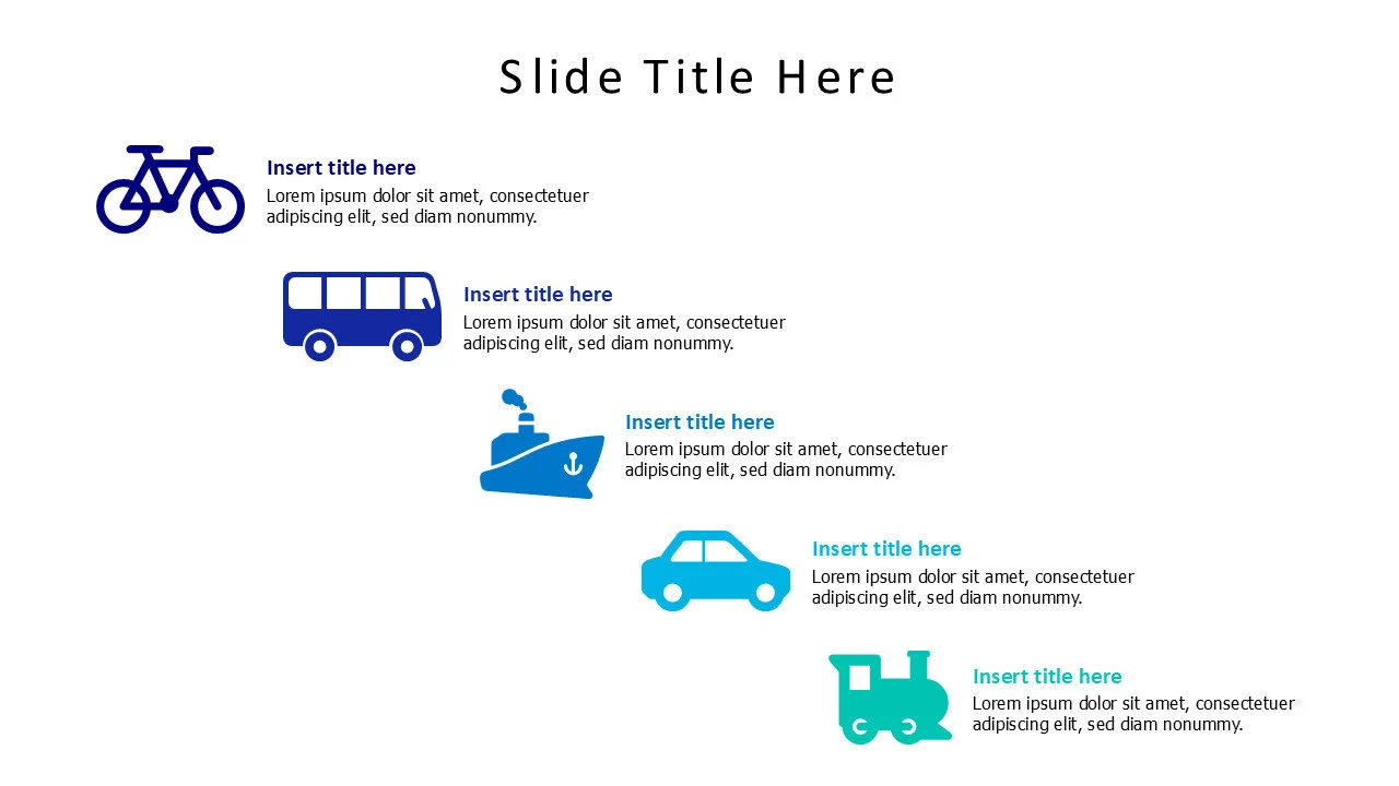 5 points colored trasportation infographic