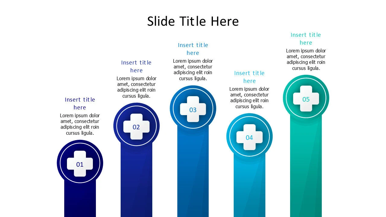 5 points columns with health icon infographic