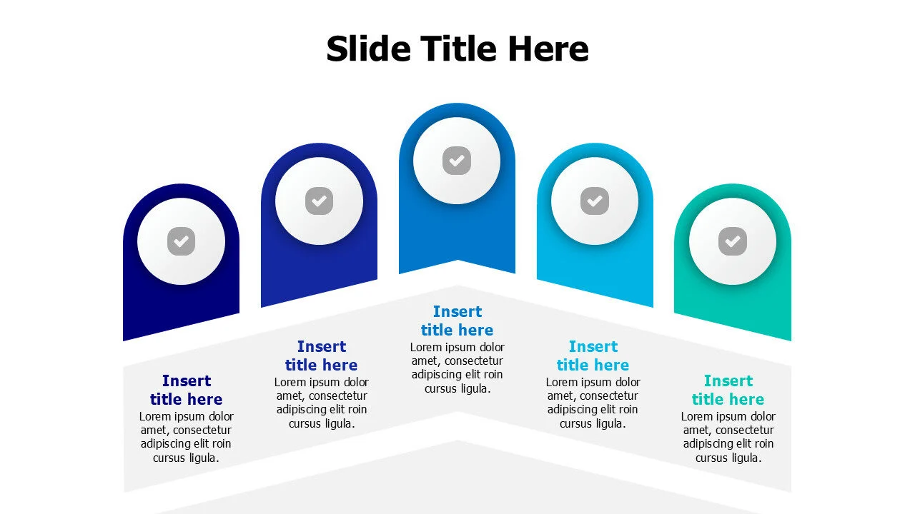 5 points curved colored stripes infographic