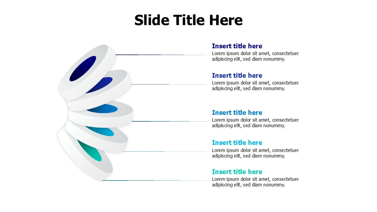 5 points divided 3D cylinder infographic