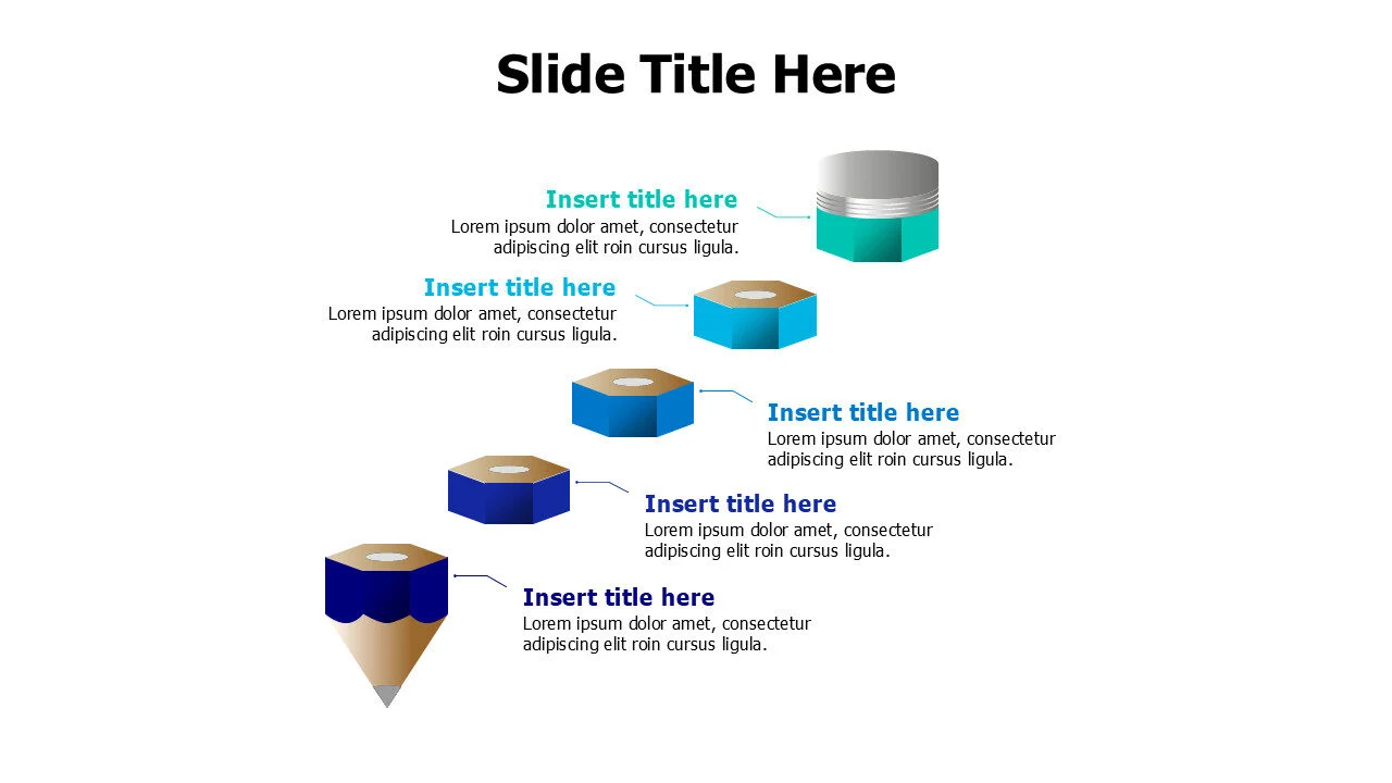 5 points divided bencil infographic