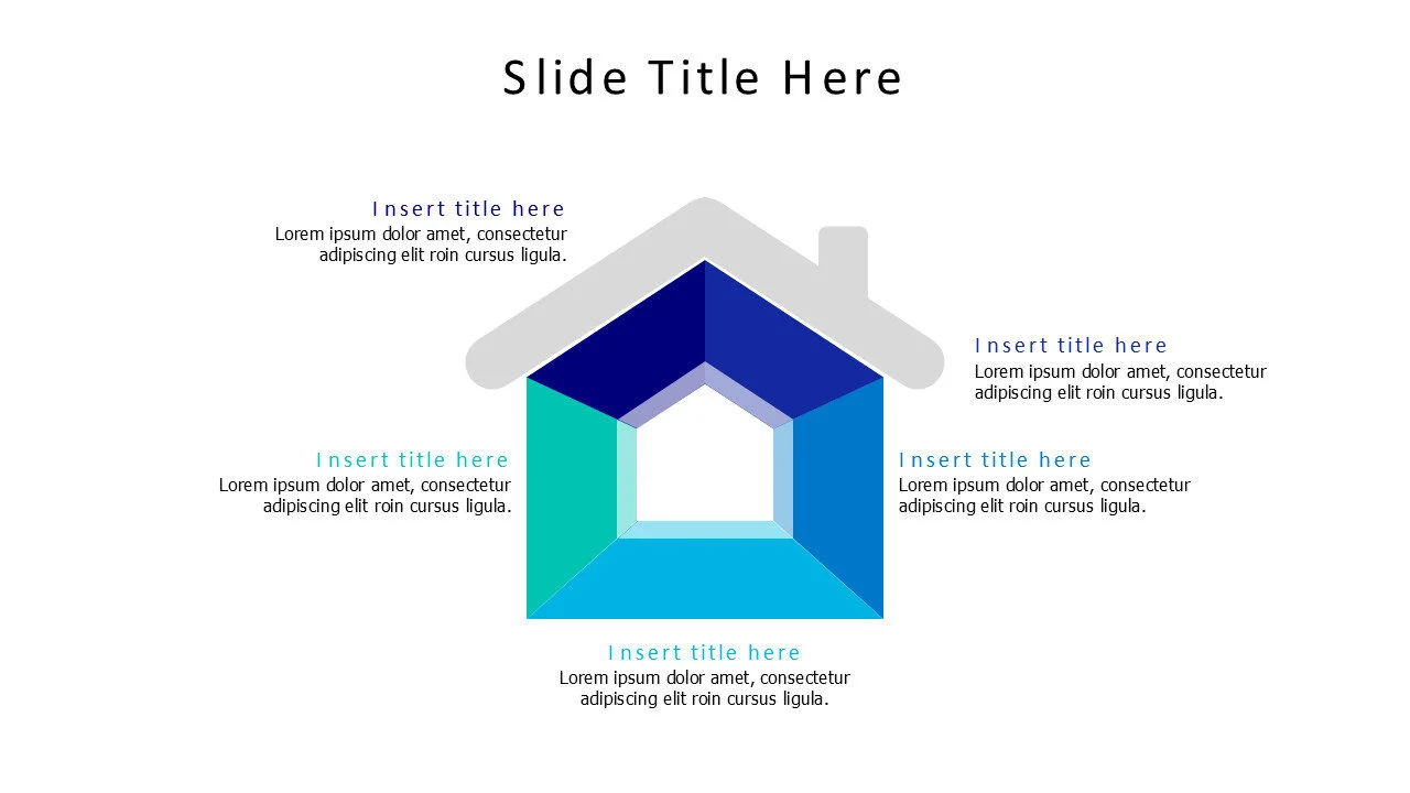 5 points divided colored home infographic