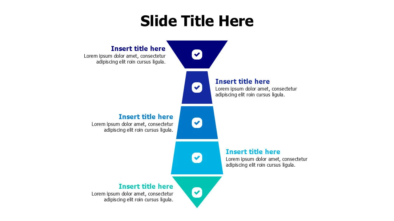 5 points divided colored tie infographic